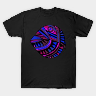 Mazipoodles New Fish Head Leaf Black Magenta Blue T-Shirt